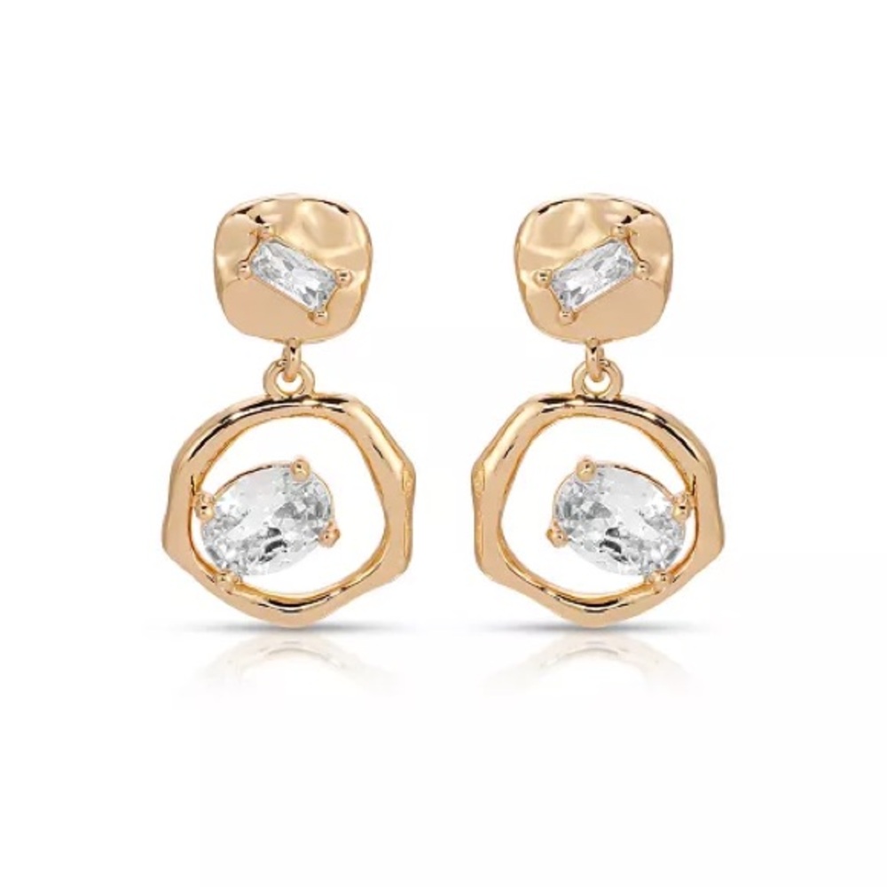 Ettika Organic Shape 18k Gold Plated Crystal Earrings